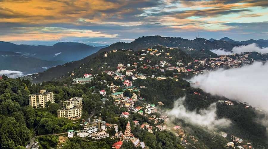 arial view of mussoorie city